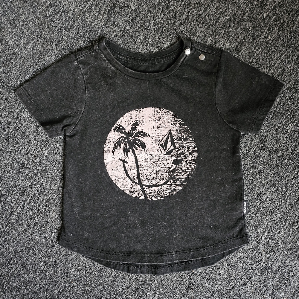 Infant Volcom Smiley Palm Tree Black Graphic Kids T-Shirt